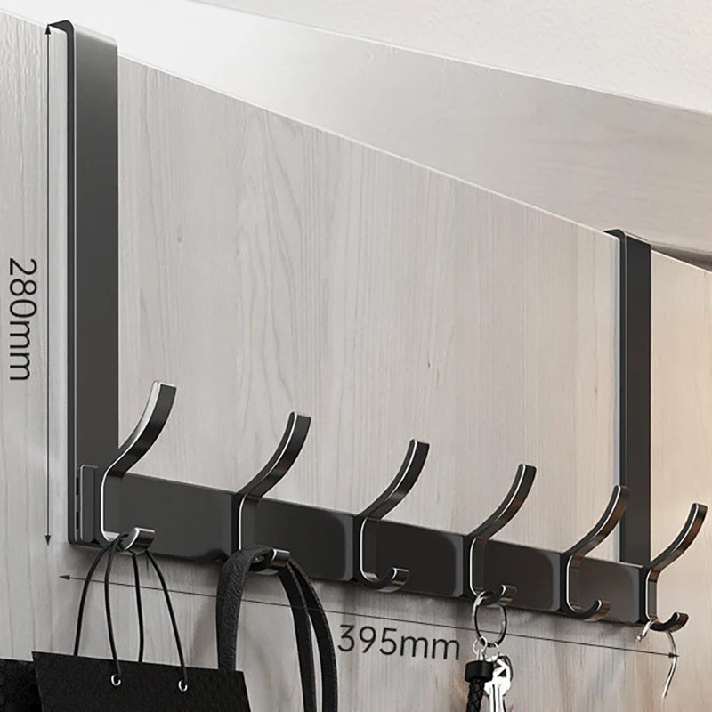 Over-The-Door Aluminium Hook Rack – Quick Install Clothes, Coat & Hat Hanger