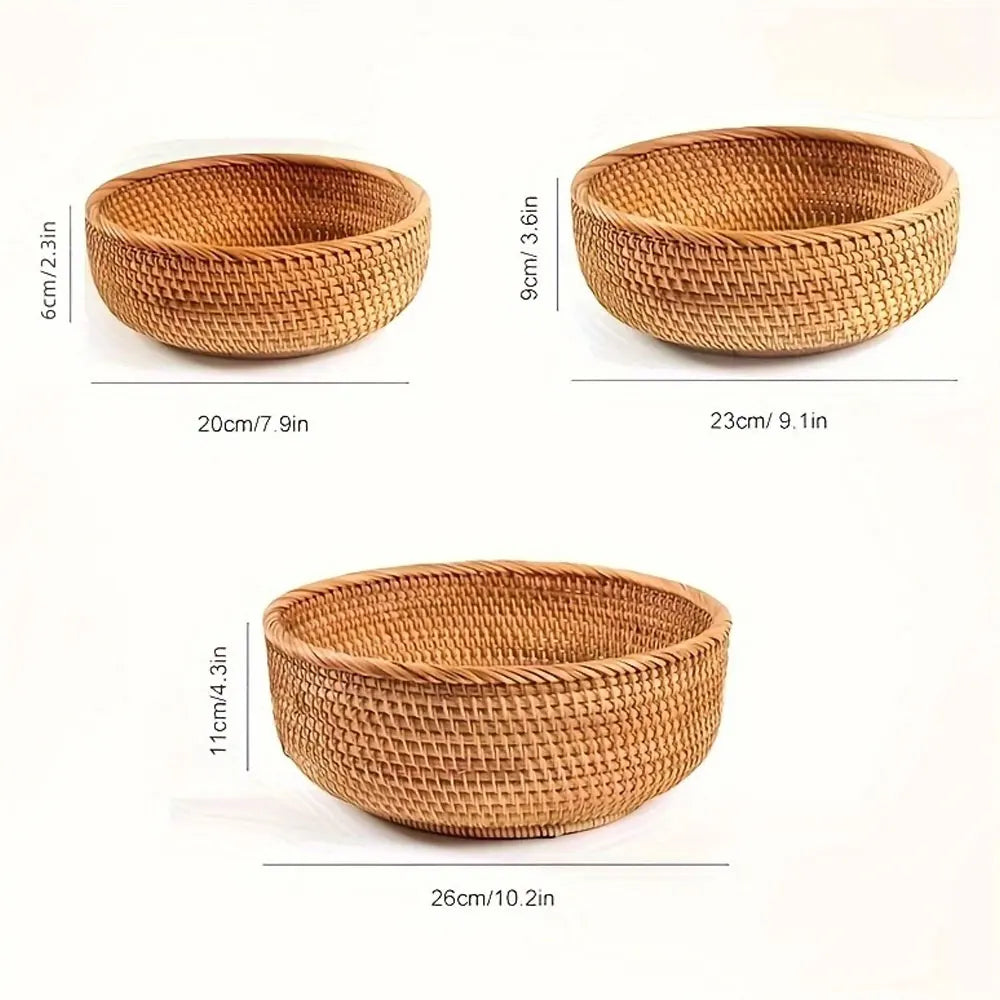 Round Handwoven Wicker Baskets