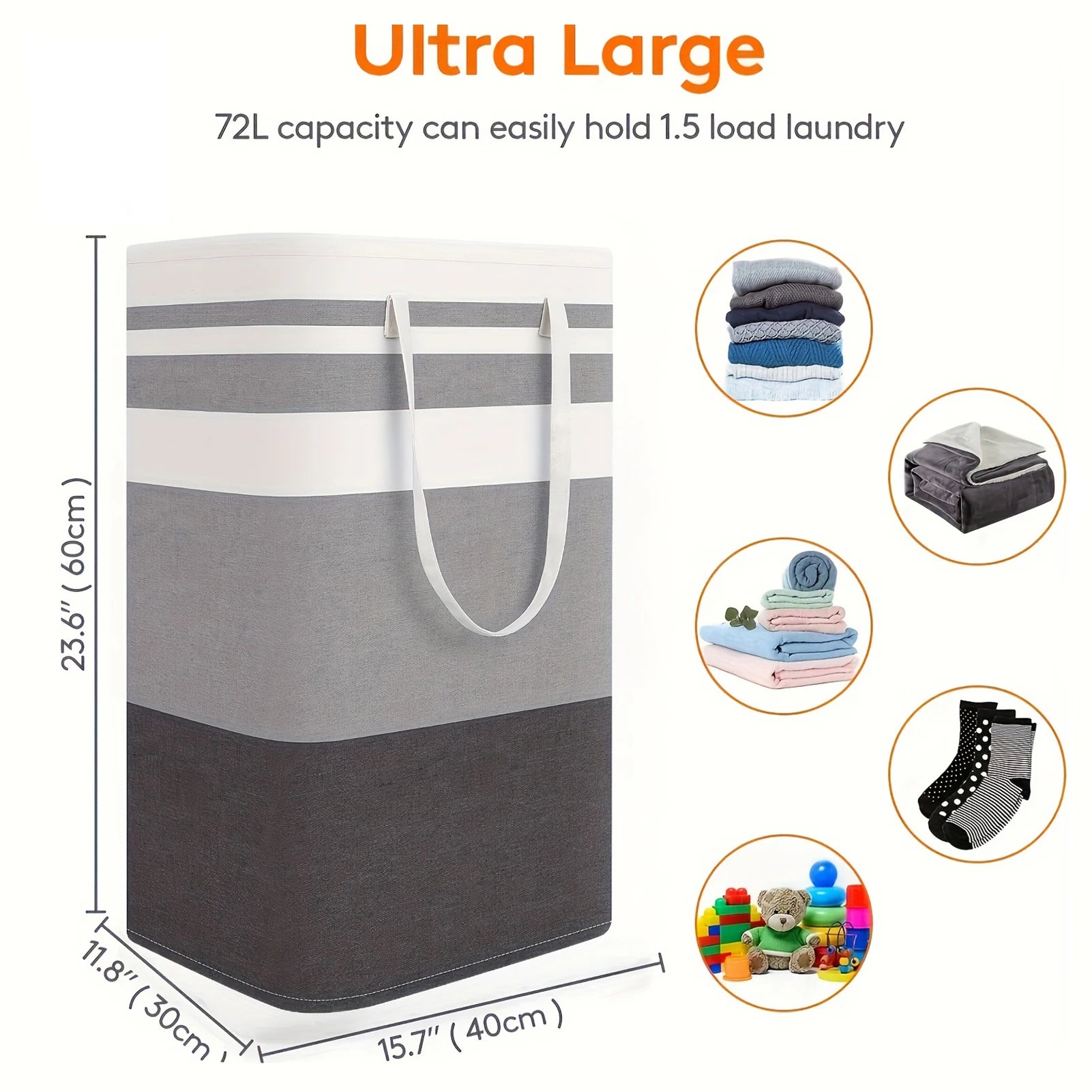 75L Large Laundry Basket with Handles