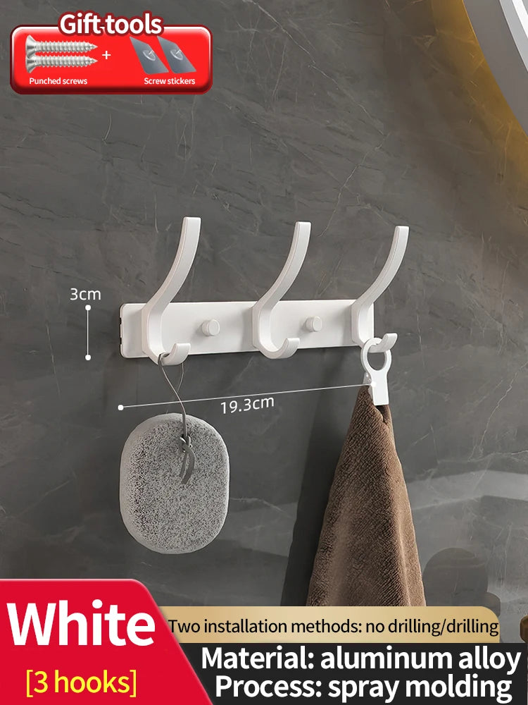 No-Drill 6-Hook Aluminium Alloy Door & Wall Hanger