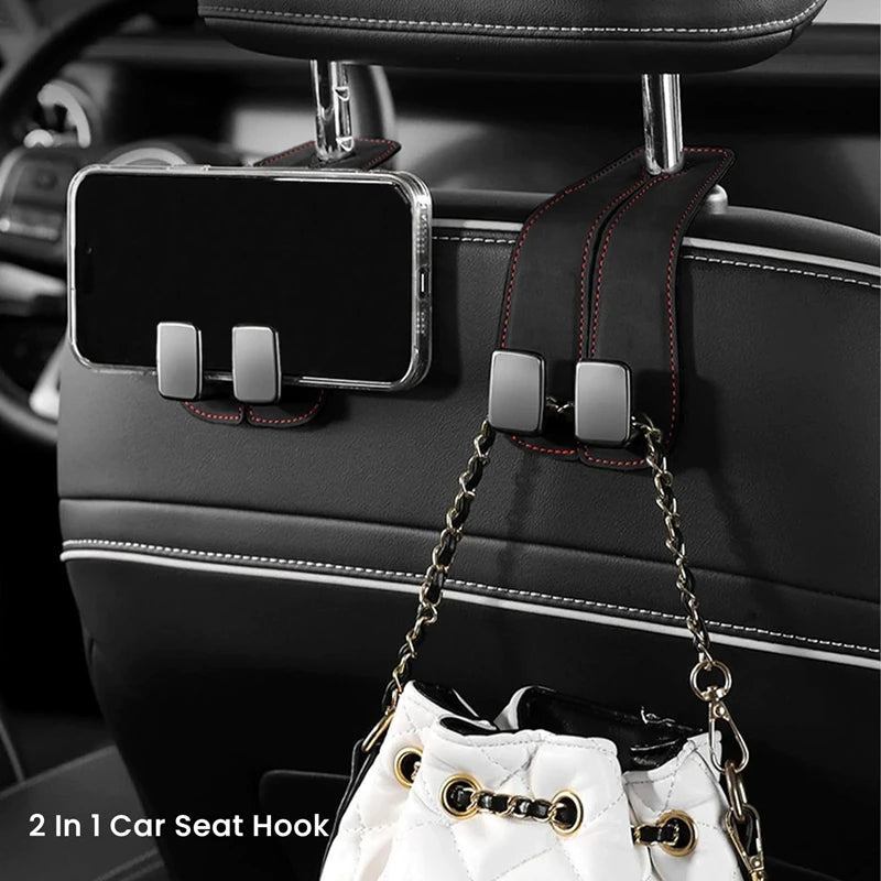 Leather Car Seat Back Double Hook – Smart Storage for Everyday Drives