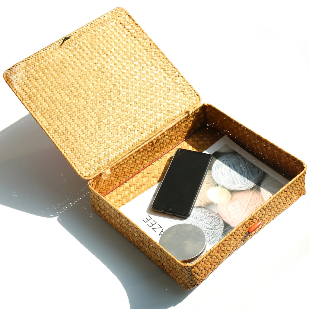 2 Pcs Seagrass Baskets with Lid