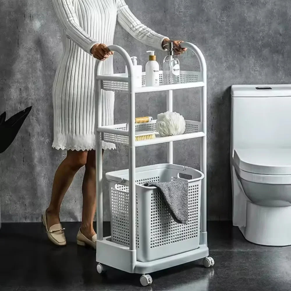Multi-layer Laundry Basket or Mobile Storage Trolley