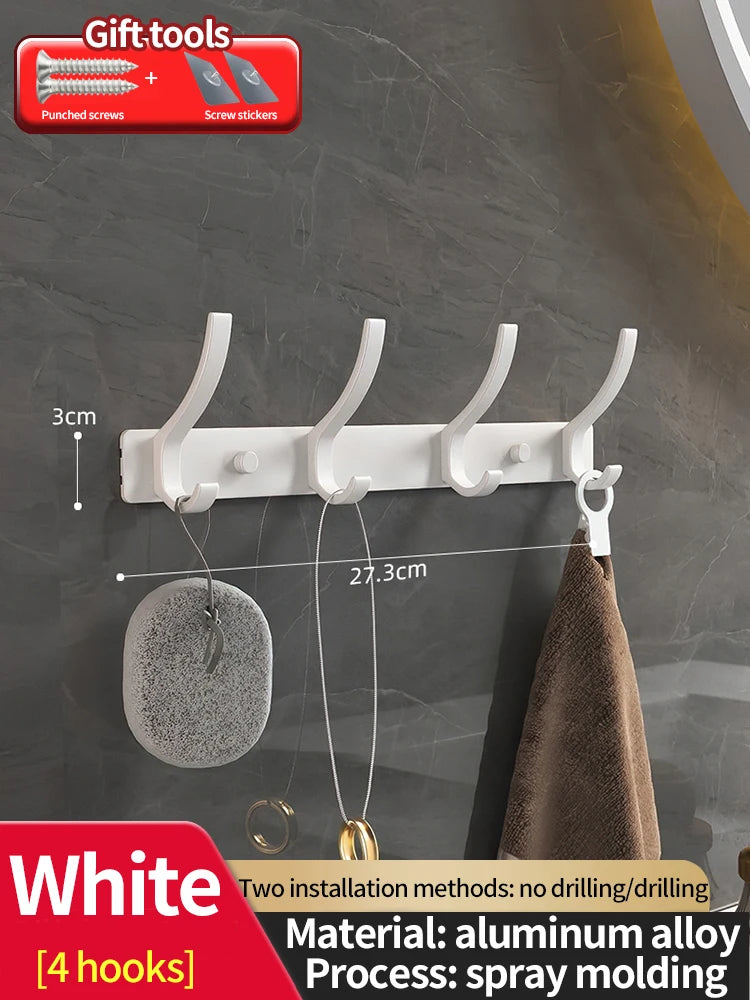 No-Drill 6-Hook Aluminium Alloy Door & Wall Hanger