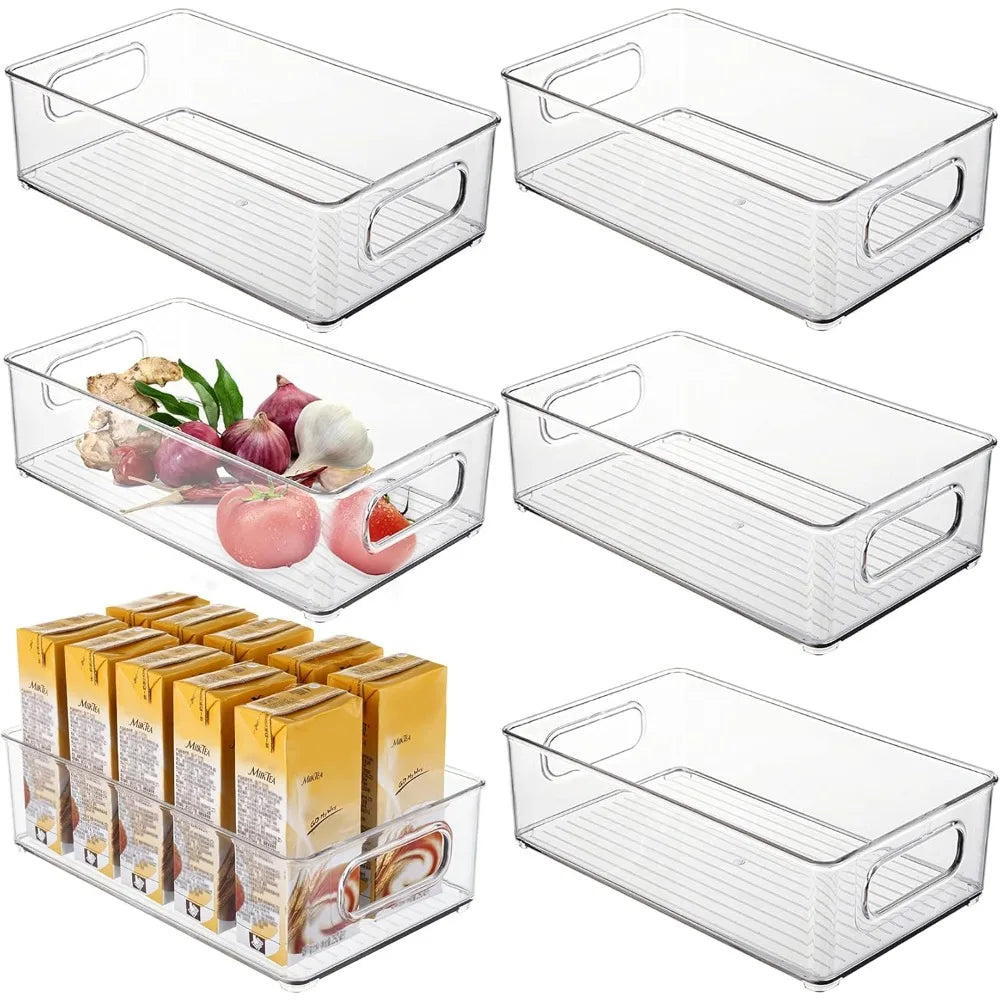 Clear Stackable Pantry Storage Bins — 1/2/3 Pack with Handle