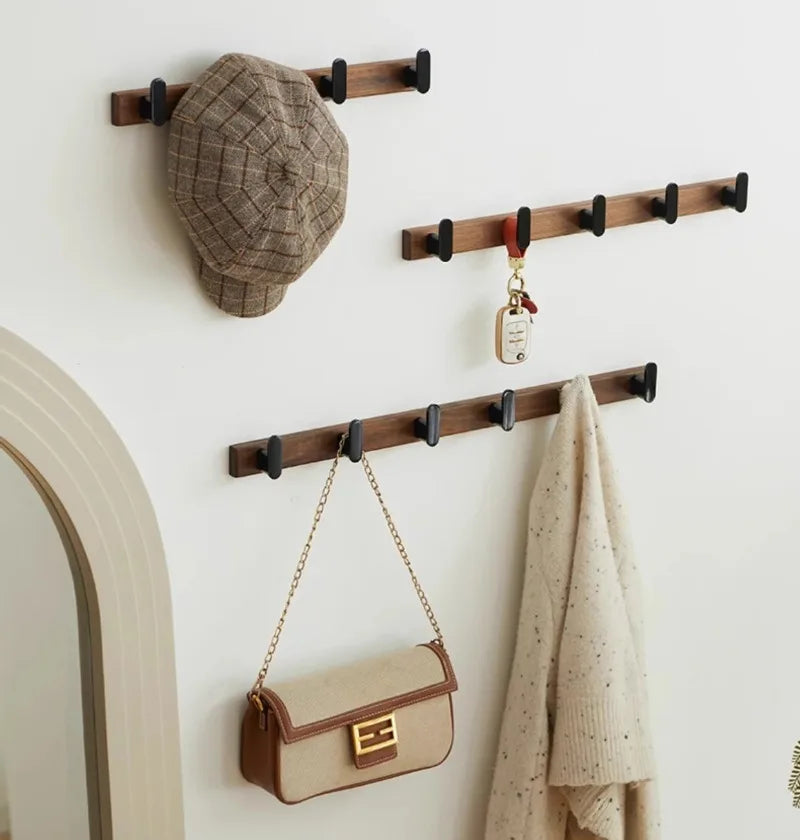 Wood Wall-Mounted Multifunctional Hanger – Elegant Organisation Made Simple