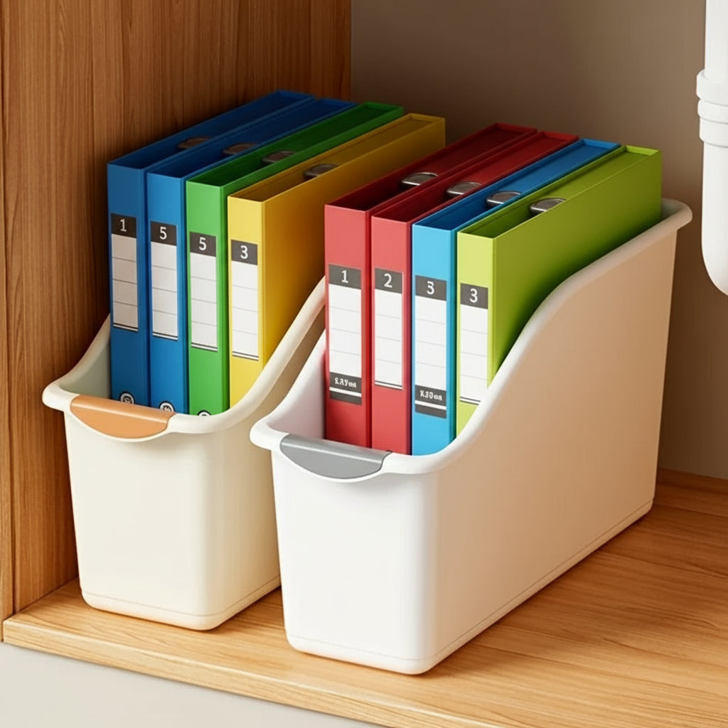 2pcs Curved Plastic Storage Baskets - Multi-Functional