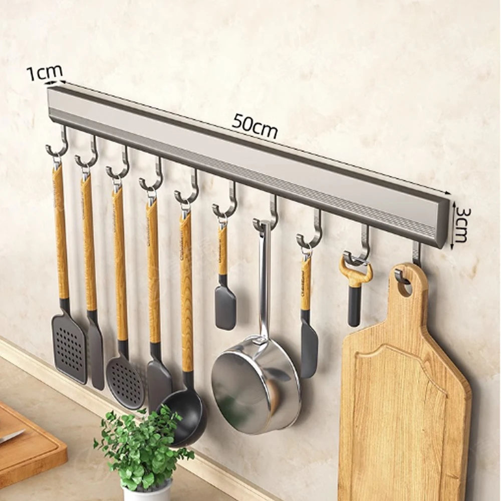 Wall Mounted Hook Rack – Multi-Purpose Aluminium Storage Hanger