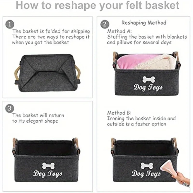 Felt Pet Toy Storage Basket