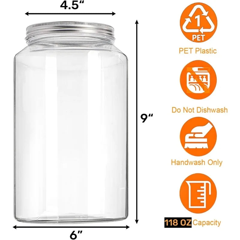 1-Pack - 3.5L Clear Plastic Jars