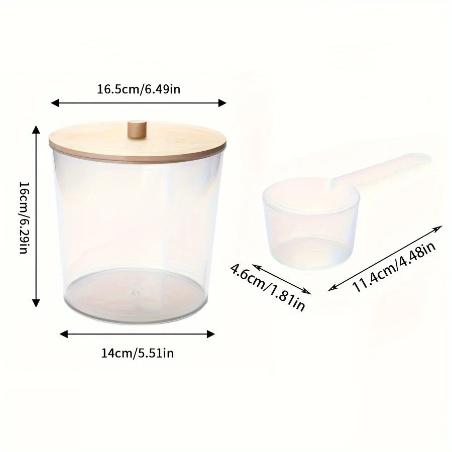 Multi-Purpose Acrylic Storage Jar with Spoon – Laundry, Kitchen & Bathroom Organisation