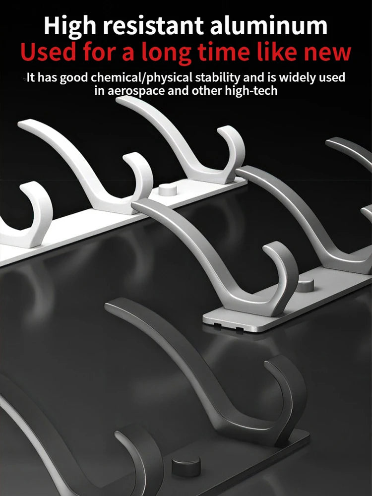 No-Drill 6-Hook Aluminium Alloy Door & Wall Hanger
