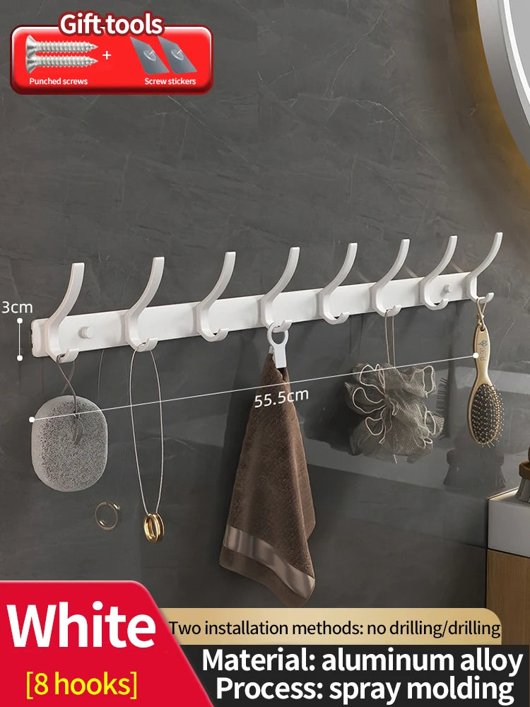 No-Drill 6-Hook Aluminium Alloy Door & Wall Hanger