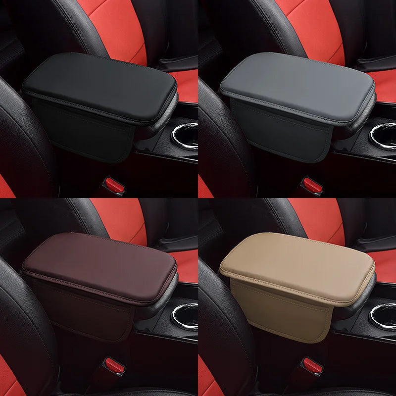 Leather Armrest - Console Protective Cover With Side Storage - 2 Types