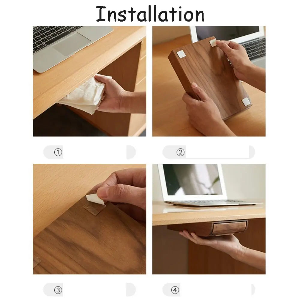 Convenient Under Desk Storage Box Natural Bamboo/Walnut