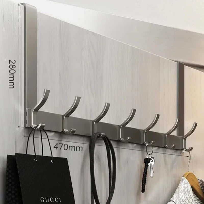 Over-The-Door Aluminium Hook Rack – Quick Install Clothes, Coat & Hat Hanger