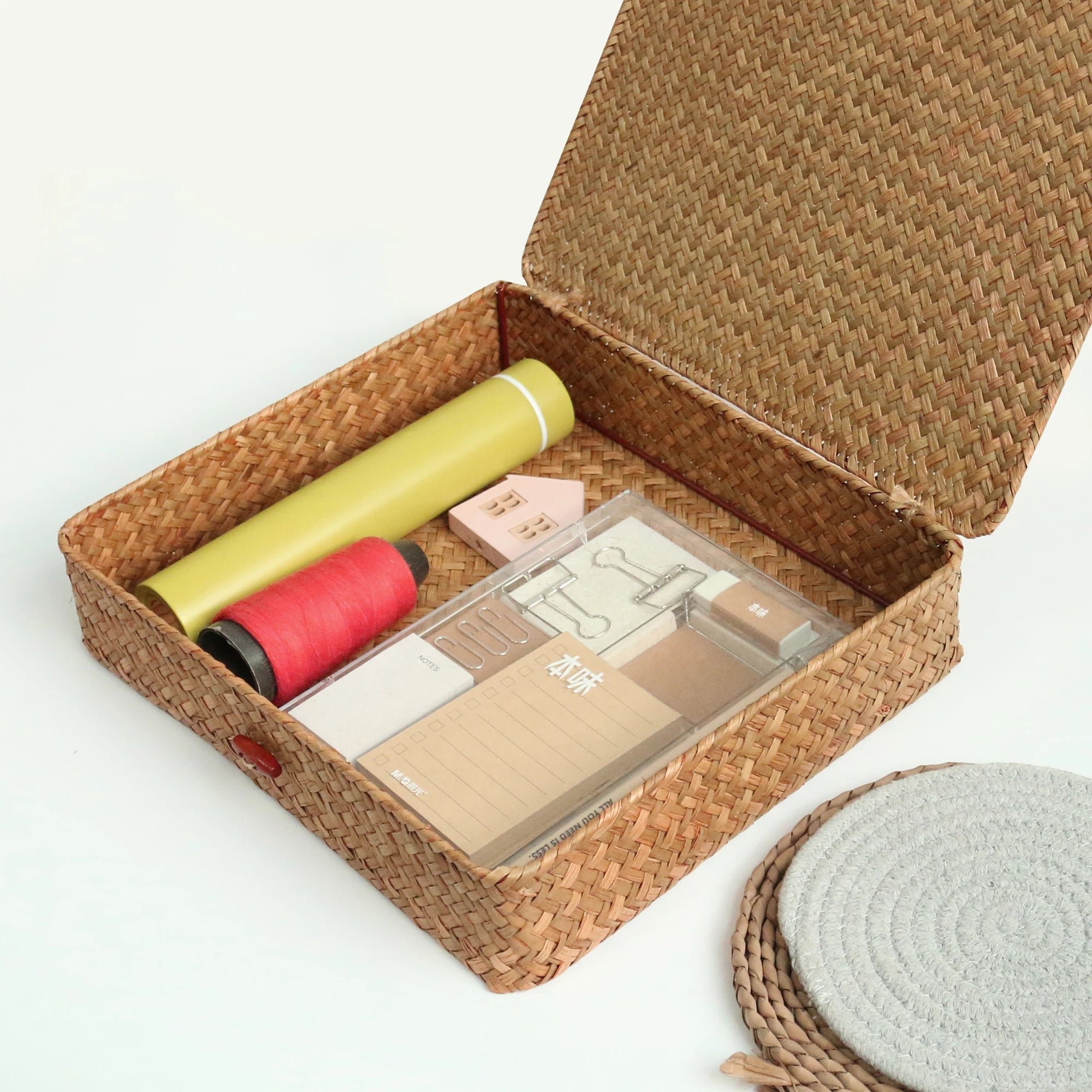 2 Pcs Seagrass Baskets with Lid