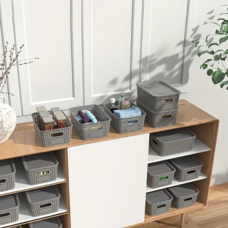 Modern Plastic Storage Baskets with Lid
