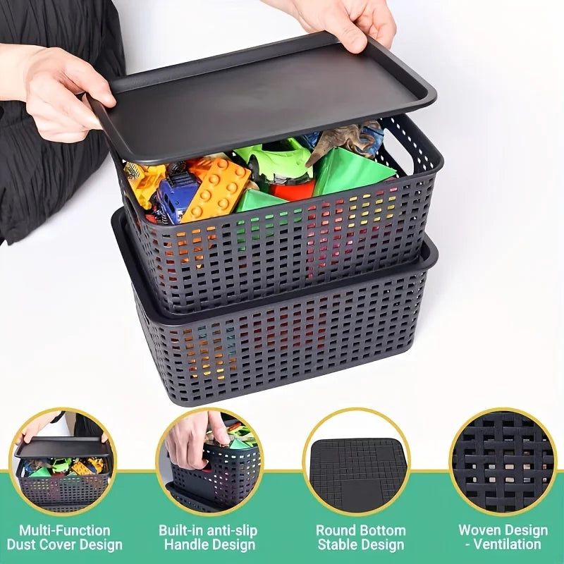 Modern Plastic Storage Baskets with Lid
