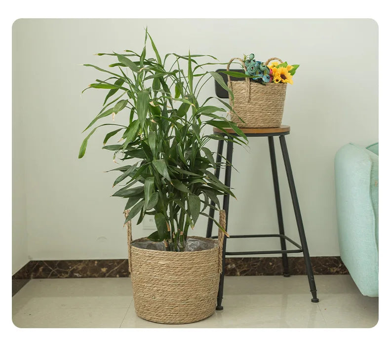 Handmade Woven Laundry Basket or Planter Basket