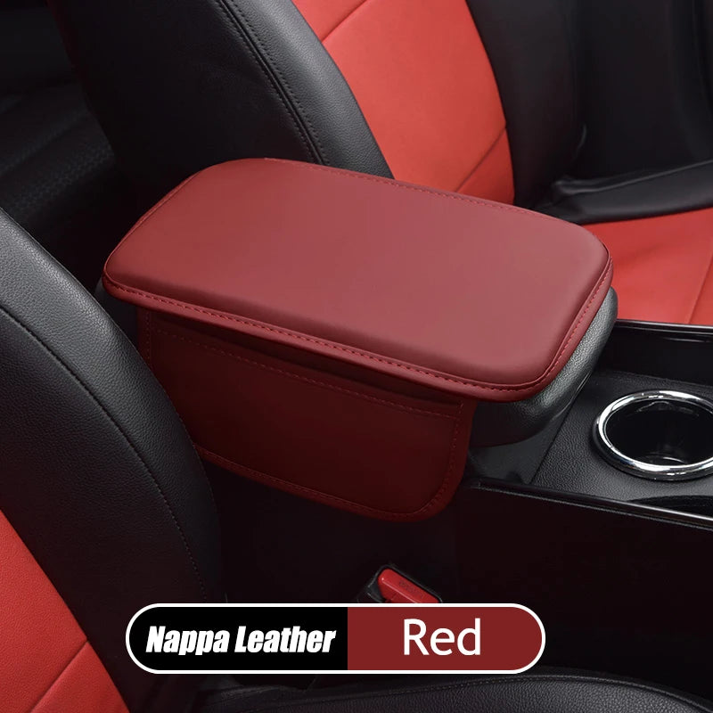 Leather Armrest - Console Protective Cover With Side Storage - 2 Types