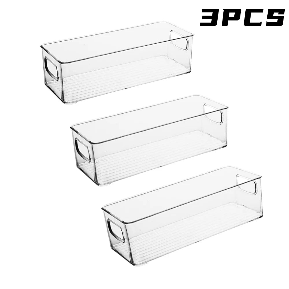 Clear Stackable Pantry Storage Bins — 1/2/3 Pack with Handle