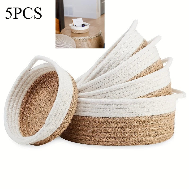5-piece set of handwoven circular baskets