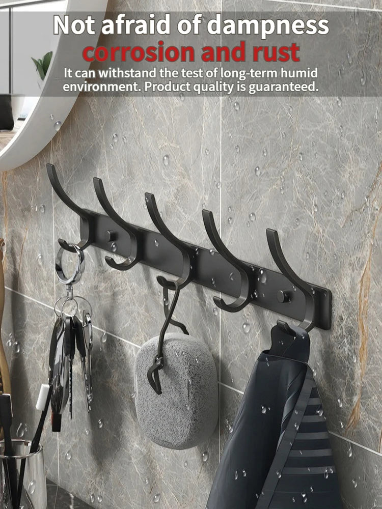 No-Drill 6-Hook Aluminium Alloy Door & Wall Hanger