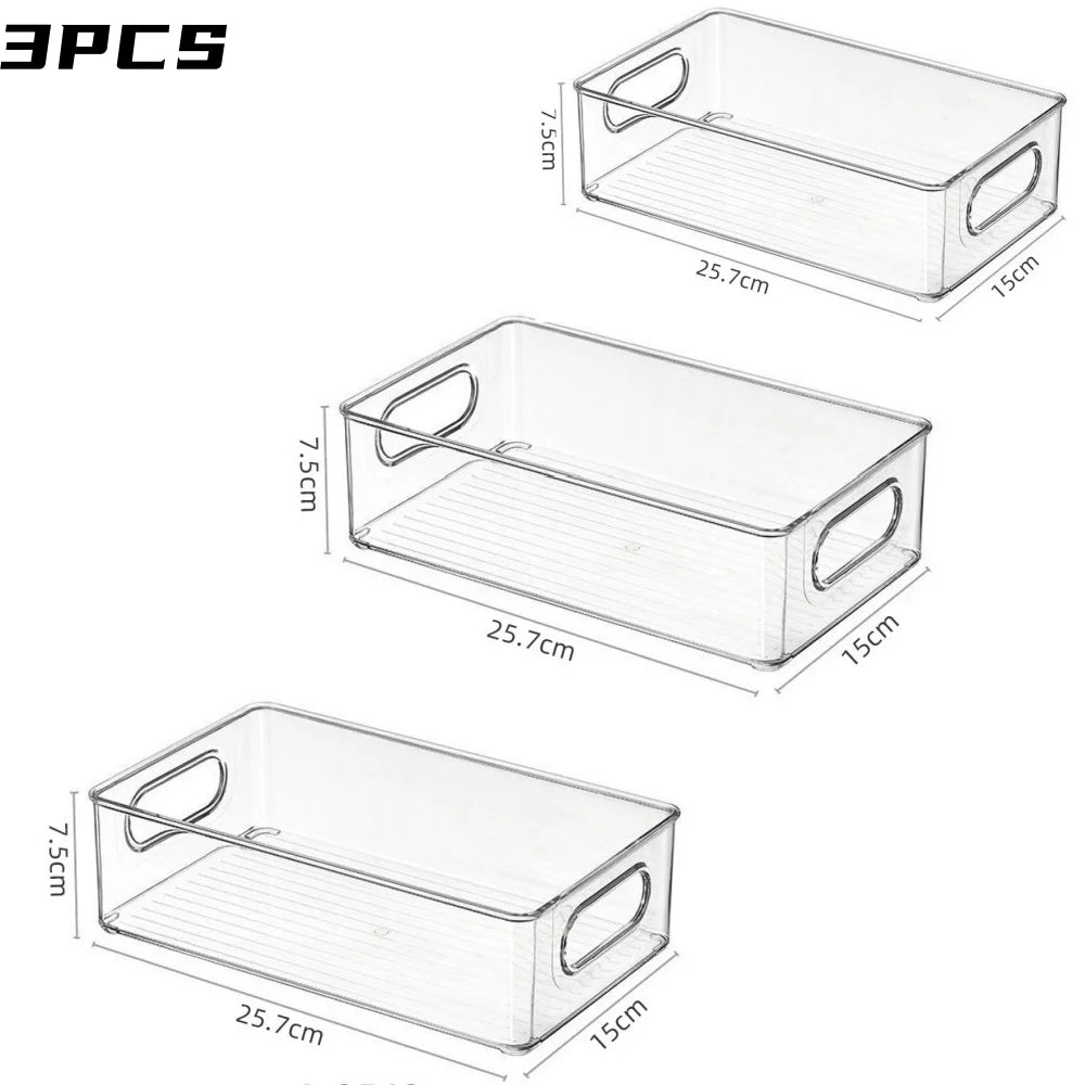 Clear Stackable Pantry Storage Bins — 1/2/3 Pack with Handle