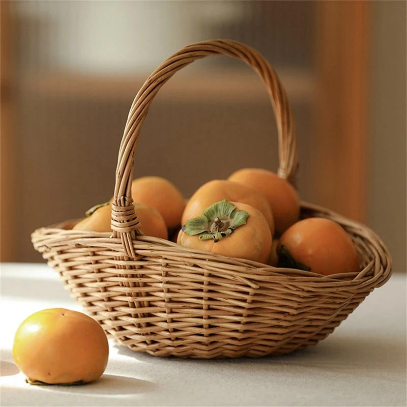 Handwoven Wicker Harvest Basket