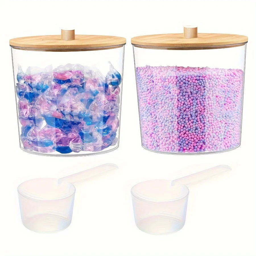 Multi-Purpose Acrylic Storage Jar with Spoon – Laundry, Kitchen & Bathroom Organisation