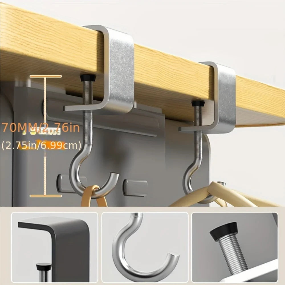 360° Rotatable Steel Table Hooks – Smart, Space-Saving Design