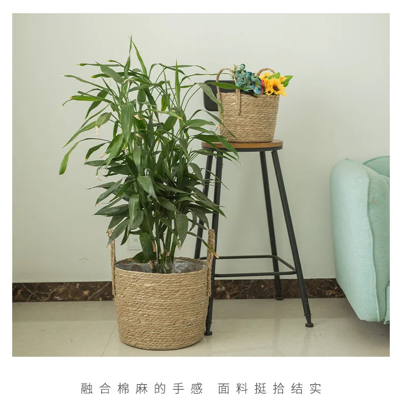 Handmade Woven Laundry Basket or Planter Basket
