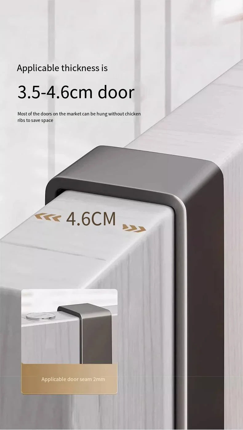 Over-The-Door Aluminium Hook Rack – Quick Install Clothes, Coat & Hat Hanger