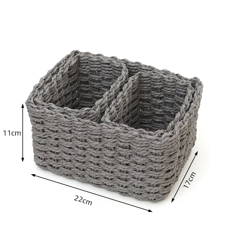 3Pcs Grass Woven Storage Baskets For Organizing And Decorating Multifunctional Picnic Fruit Basket Convenient Office Storage Box