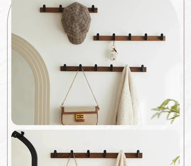 Wood Wall-Mounted Multifunctional Hanger – Elegant Organisation Made Simple