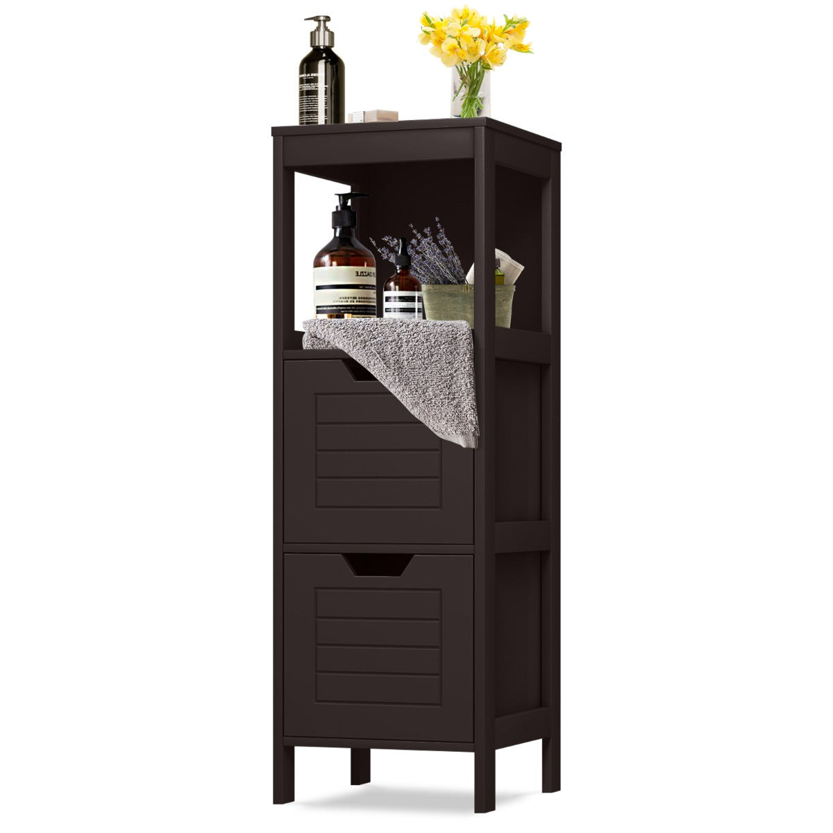 Multifunctional Wooden Storage Rack for Home/Office/Bathroom-Coffee