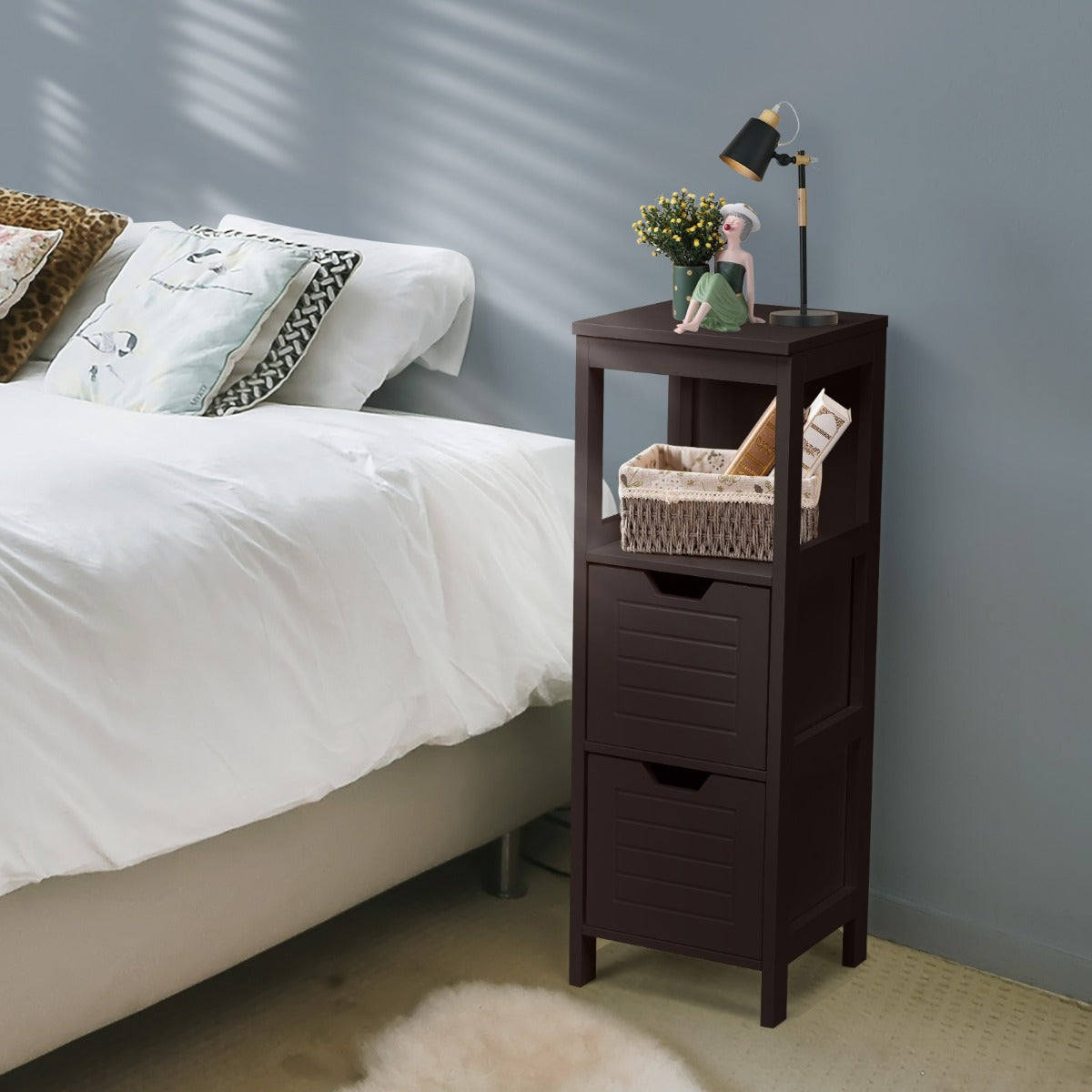 Multifunctional Wooden Storage Rack for Home/Office/Bathroom-Coffee